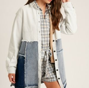 Listicle White and Blue Jean Jacket